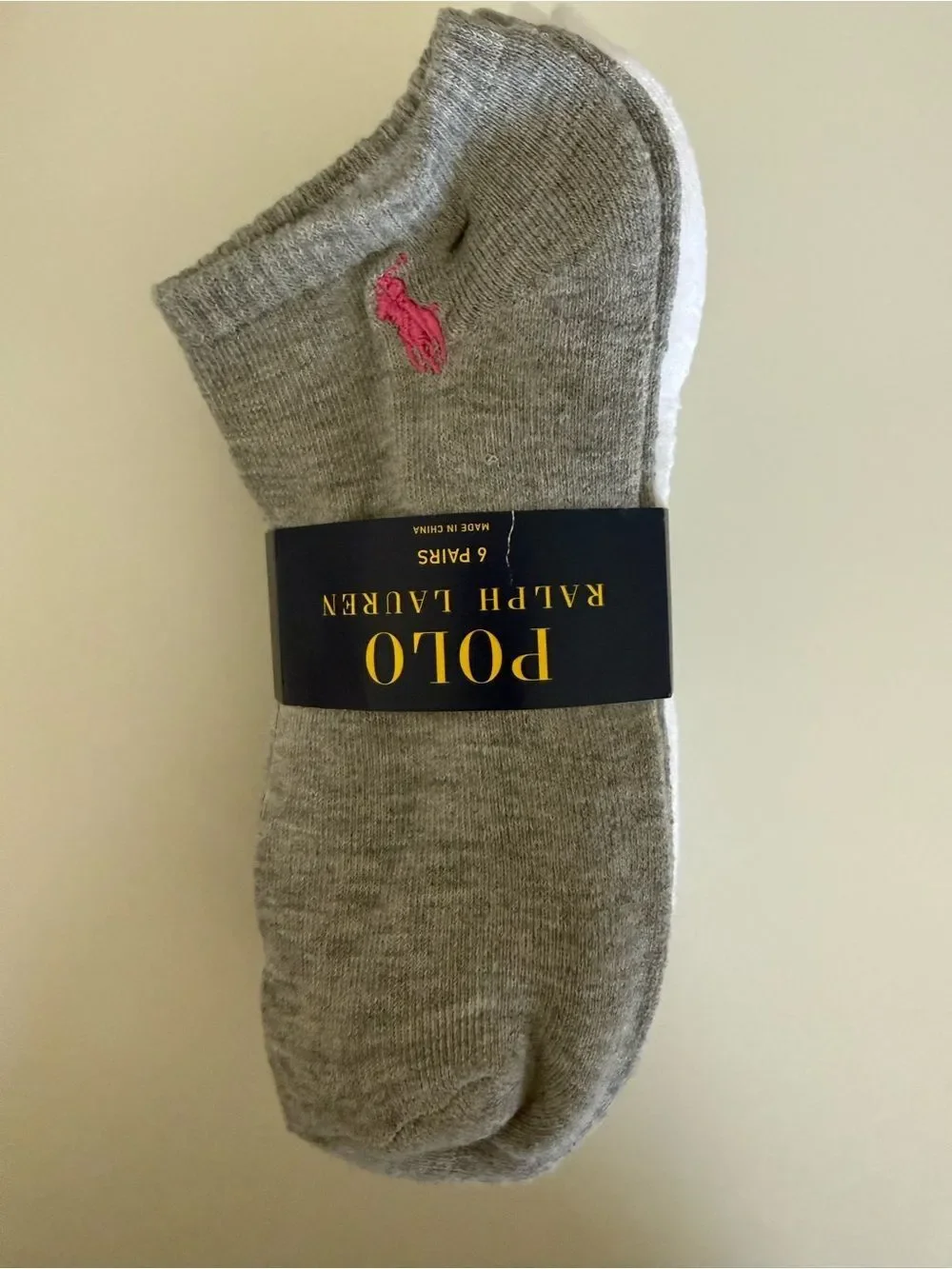 Polo by Ralph Lauren Womens Low Cut Socks Black White and Gray- 6 Pack